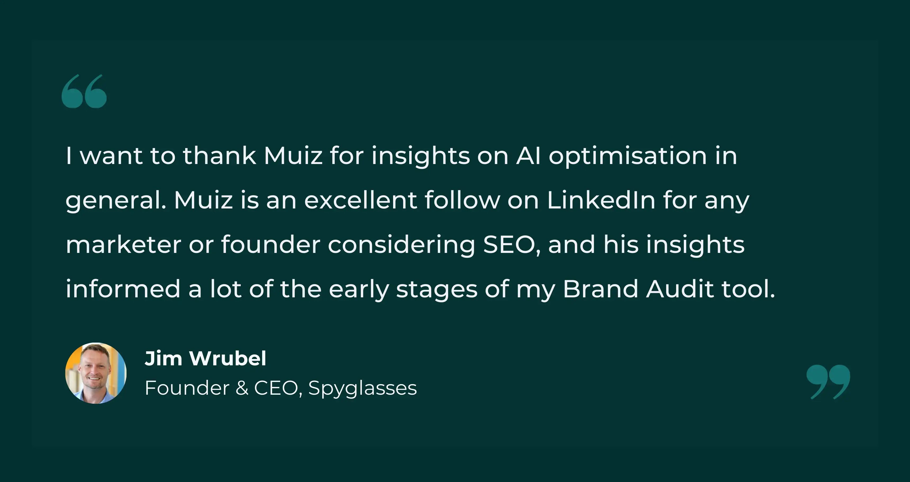 Jim Wrubel AI Search Visibility Testimonial