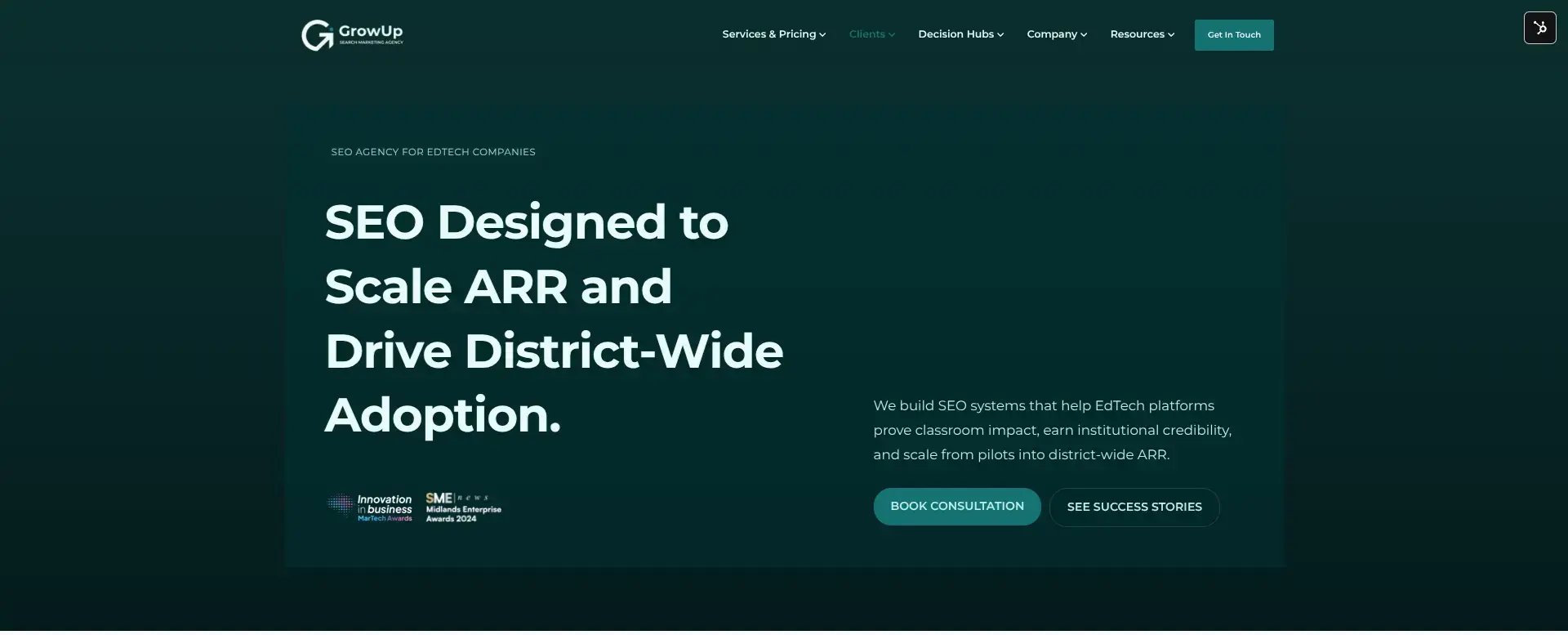 GrowUp, a pipeline-focused SEO and AI search optimisation (GEO) agency for B2B edtech