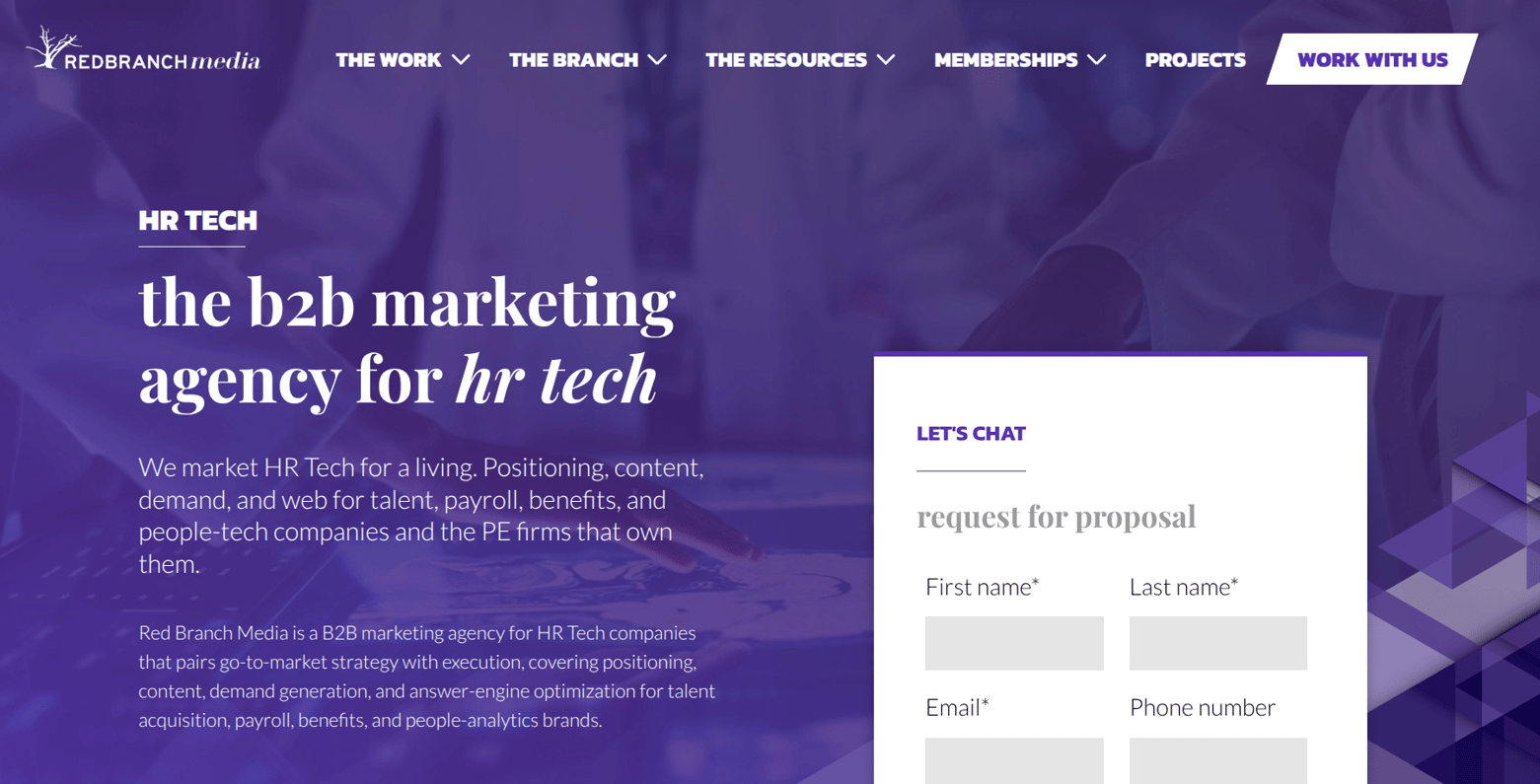Red Branch Media HRTech marketing agency website
