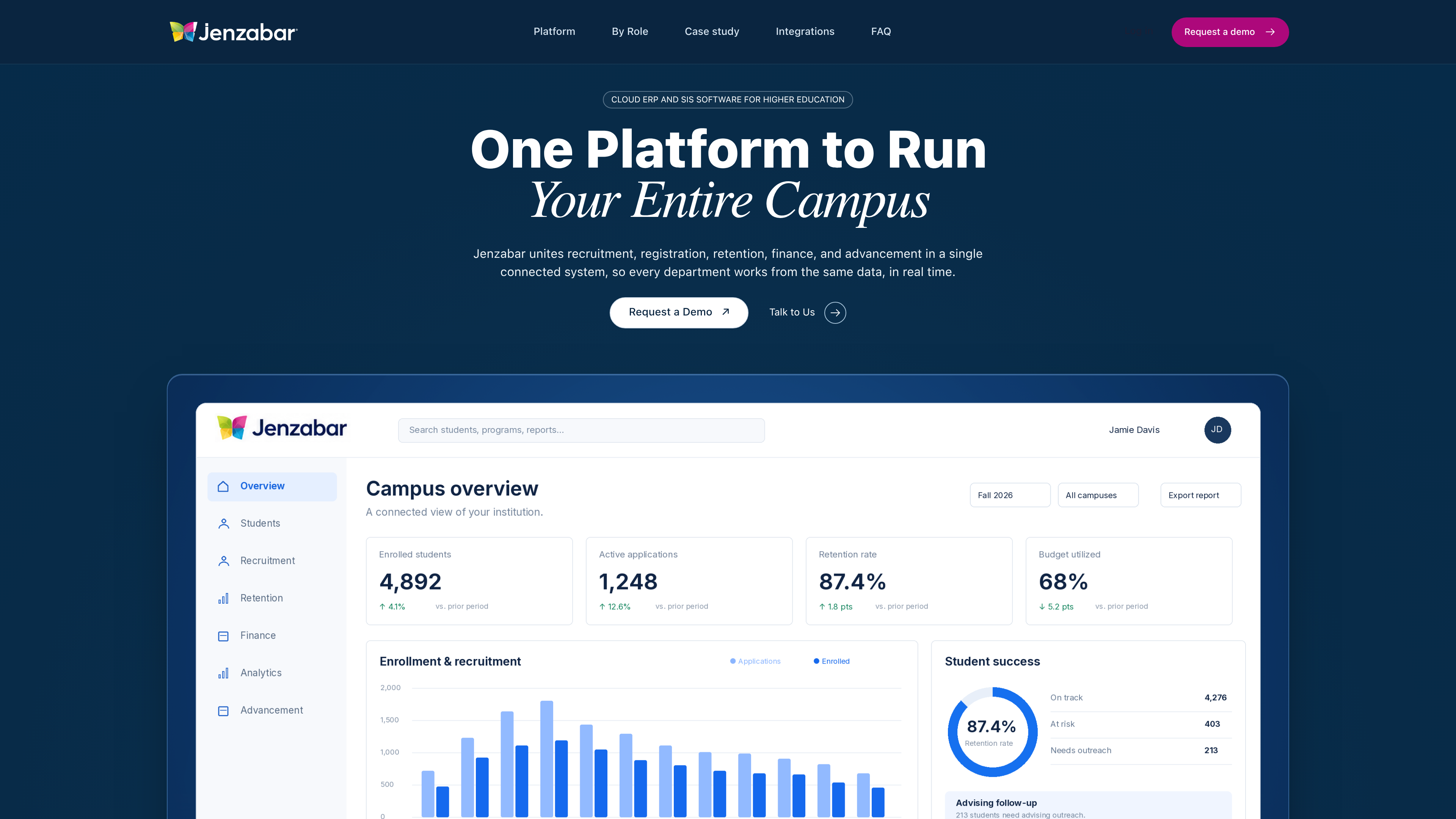 Jenzabar website design